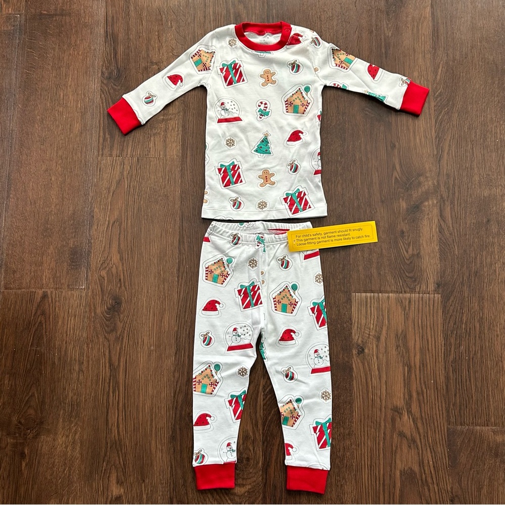 Noomie Long Sleeve Christmas Gingerbread Snow Globe Pima Cotton 2 Piece PJ Set